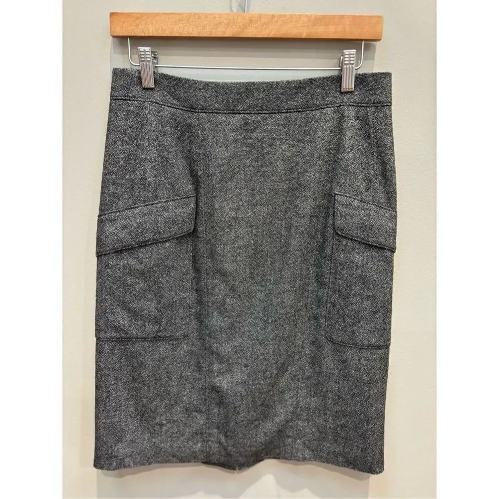 Ann Taylor 6 charcoal lined safari style wool blend (40) cargo pockets pencil sk